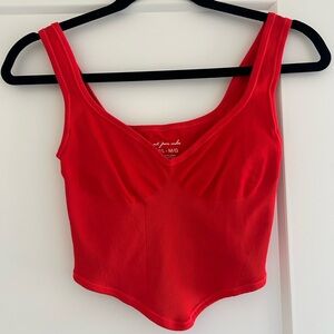 Urban Outfitters Red Ribbed Crop Tank Top